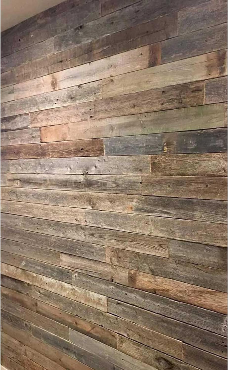 Rockin' Wood Real Wood Nail Up Application Rustic Reclaimed Naturally Weathered Barn Wood Accent Paneling Board Planks for Home Walls (46 Square feet)