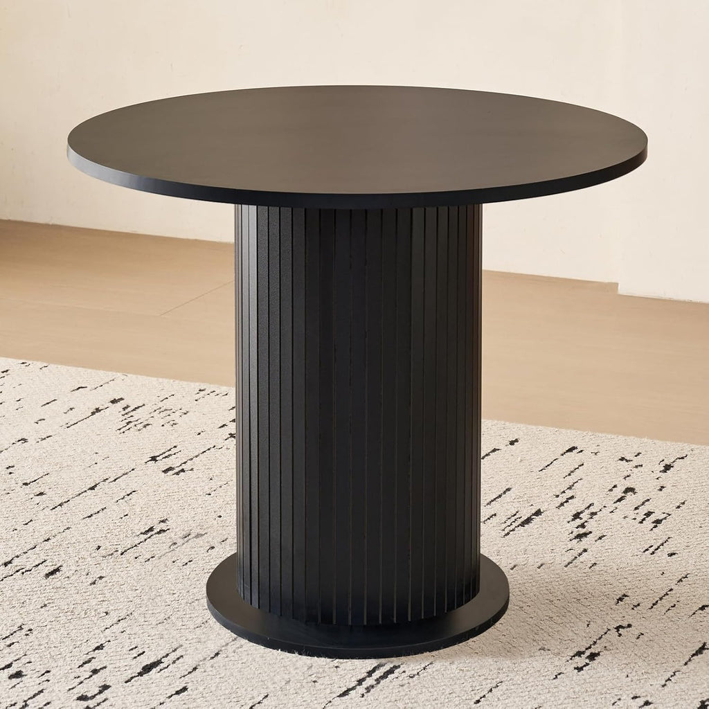 31.5' Round Dining Table for 2, Modern Small Pedestal Kitchen Table, Space Saving, for Apartment Dining Living Room,Black