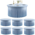 Outpain 6 Pack Dusty Blue Spandex Tablecloth for 60in/5FT Round Tables,Stretchy 120inch Fitted Round Table Cloths, Wrinkle Free Tablecloth with Skirt for Wedding, Graduation & Banquet