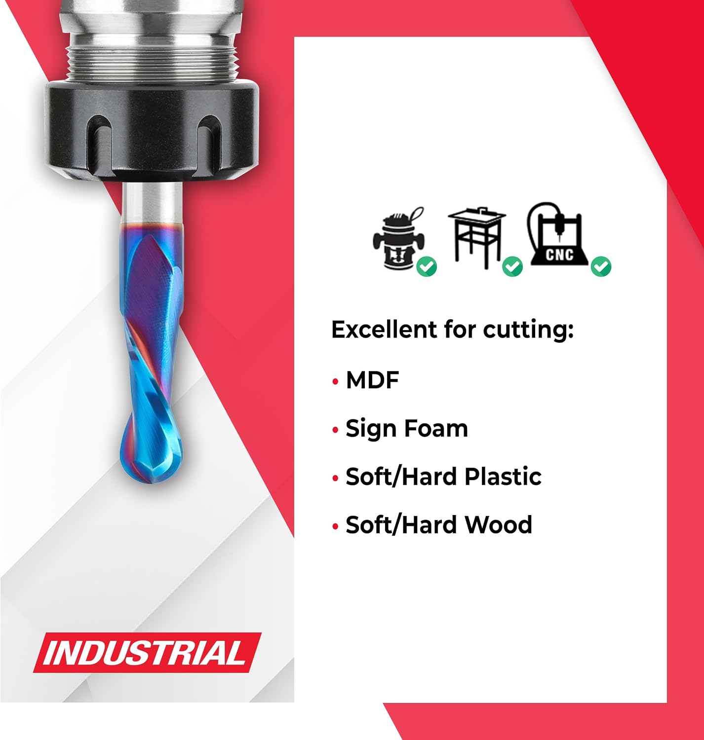 Amana Tool Solid Carbide Up-Cut Ball Nose Spiral Router Bit for Wood, Plastic, MDF, Foam, 46380-K, 1/2 Dia x 1-1/4 Inch x 1/2 Shank Spektra Extreme Tool Life Coated