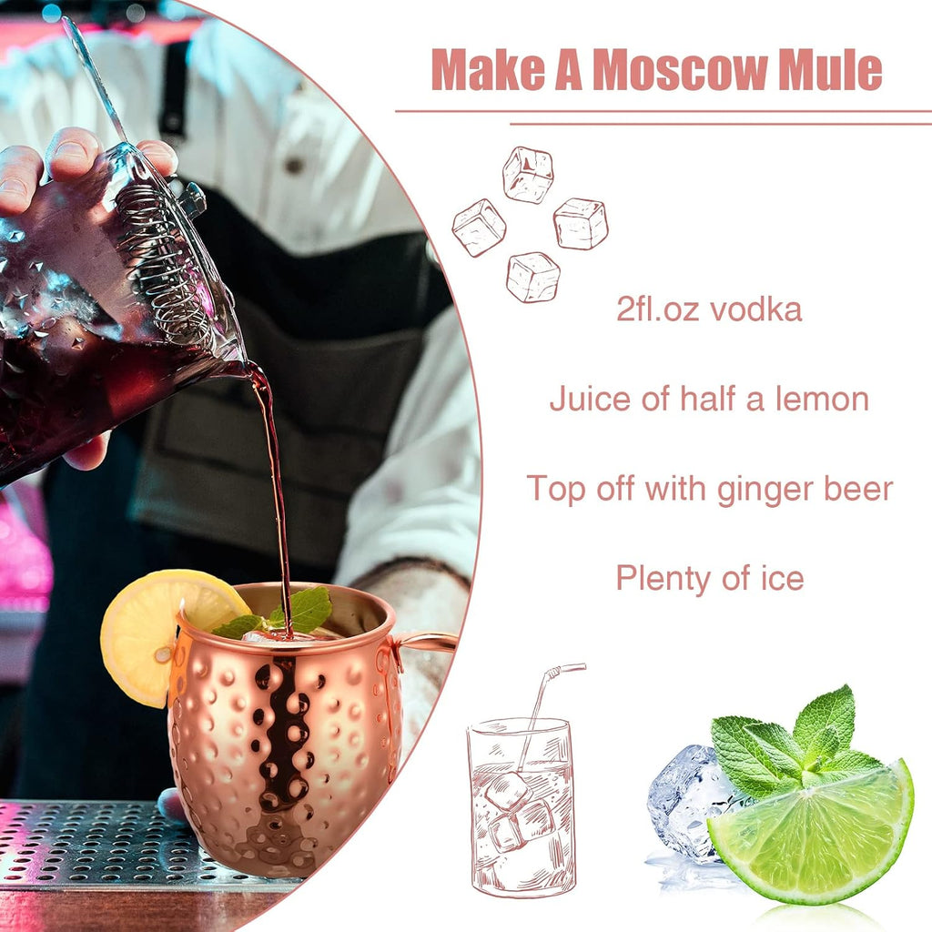 Didaey 24 Pcs Moscow Mule Mugs Set 12oz Rose Gold 304 Stainless Steel Moscow Mule Cups Bulk Hammered Copper Cups Tarnish Resistant Copper Plated Mug for Cold Drinks Beer Wine Bars Parties Gifts