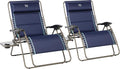 Timber Ridge Oversized Zero Gravity Chair, 33In Wide XXL Zero Gravity Reclining Chair with Side Table, Full Padded Lounge Chair for Outdoor Camping Patio Lawn, Heavy Duty Supports 500lbs, Blue-2 Pack
