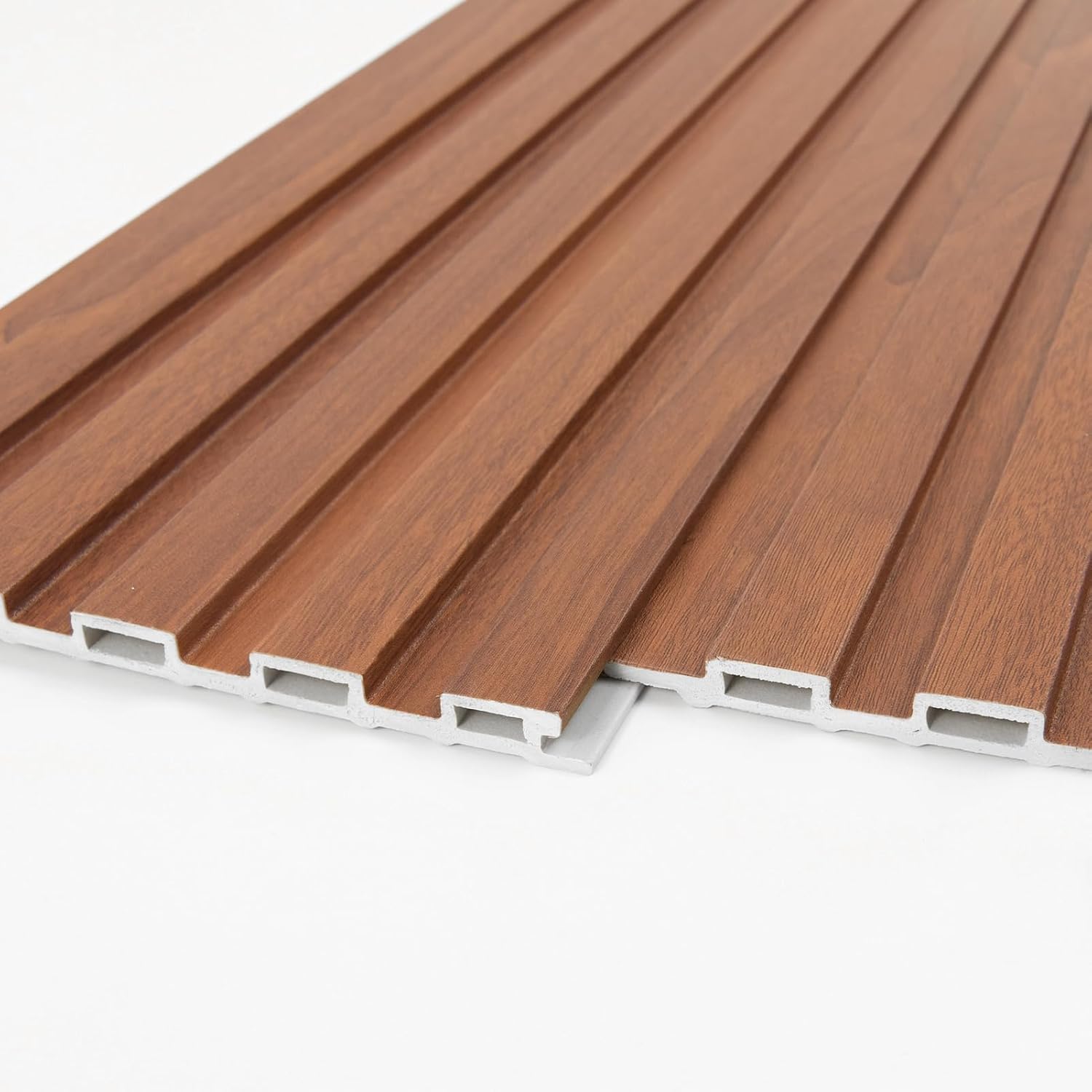 Art3d WPC Slat Wall Panels, 8-Pack 108 x 6 Inch 3D Wall Accents for Interior Wall Decor, Living Room, Bedroom, Teak