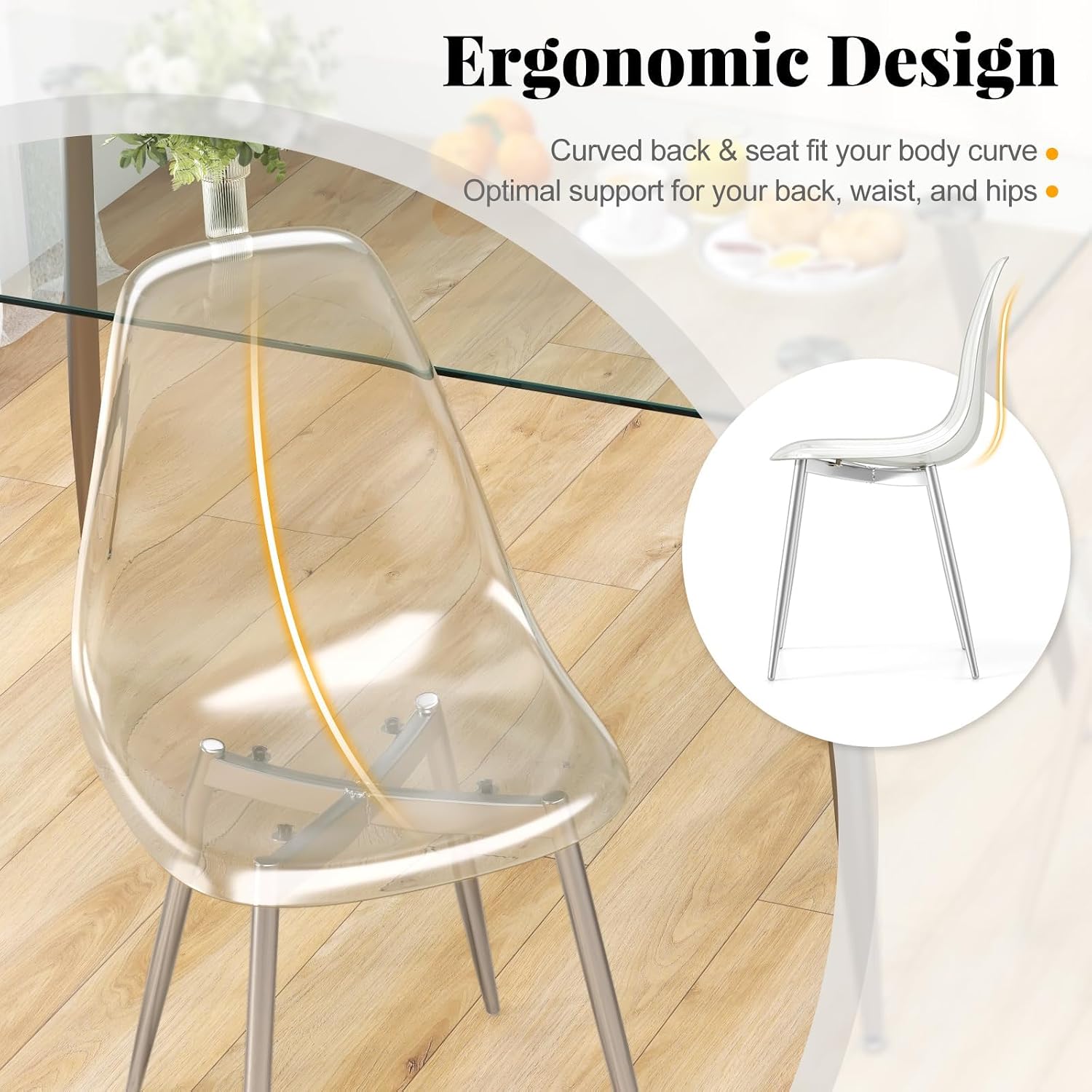 Tangkula Dining Table Set for 4, Modern Kitchen Table and Chairs, Glass Table and Chairs Set of 4 for Small Living Room, Kitchen