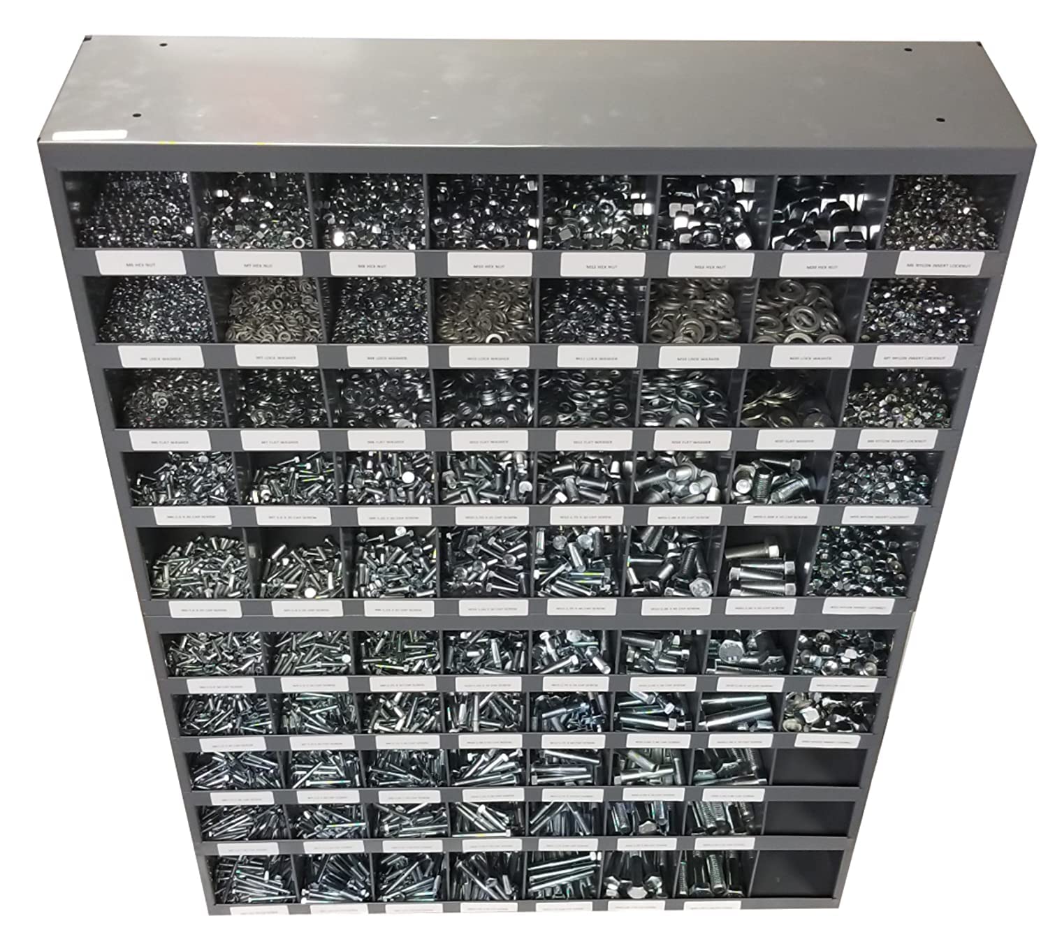M&M Fasteners 5,435 Piece Metric Class 10.9 Hex Bolt, Hex Nut, Nylon Lock Nut, Lock and Flat Washer Assortment Kit with 2 Metal Bolt Bins