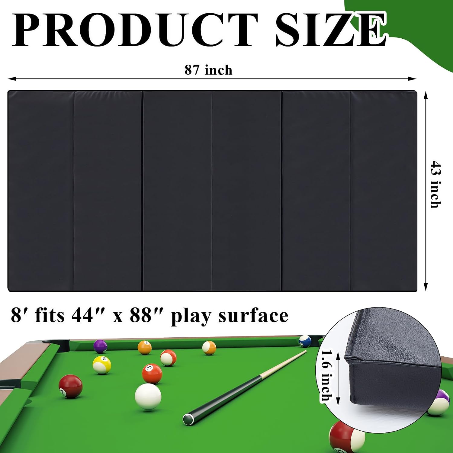 Leyndo 8 ft/7 ft Pool Table Insert for Table Conversion Topper Dining/Game Foam Billiard Pool Convertible Cover Mat Waterproof and Foldable, Black