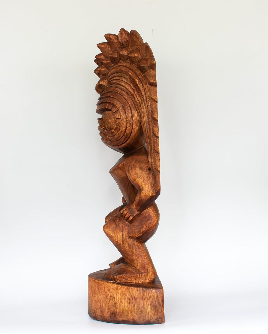 G6 Collection 24' Extra Large Handmade Wooden Primitive Tribal Statue Sculpture Tiki Bar Totem Handcrafted Unique Gift Art Decorative Home Decor Accent Figurine Decoration Hand Carved Spiky Hair