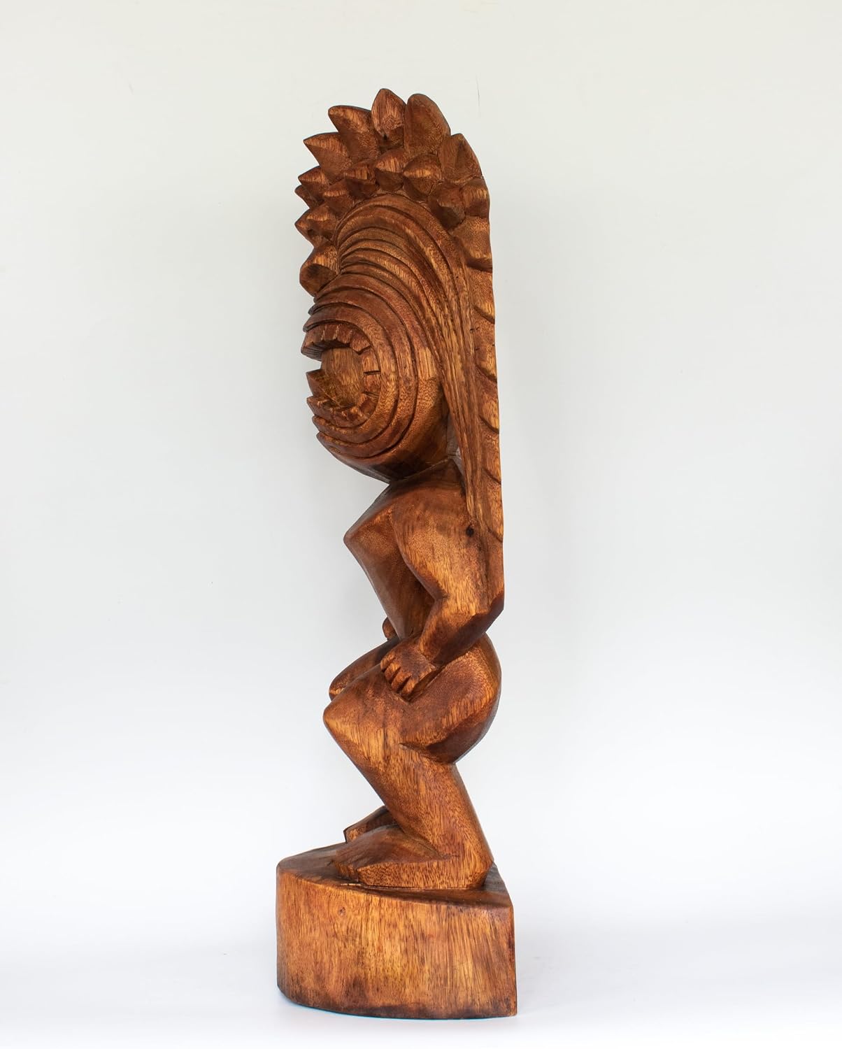 G6 Collection 24' Extra Large Handmade Wooden Primitive Tribal Statue Sculpture Tiki Bar Totem Handcrafted Unique Gift Art Decorative Home Decor Accent Figurine Decoration Hand Carved Spiky Hair