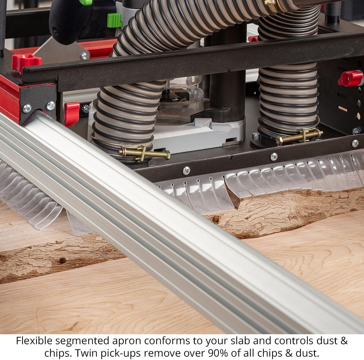 Woodpeckers Slab Flattening Mill Pro, Basic, 48'x58' Capacity, USA Made Wood Slab Leveling Jig, Integrated Dust Collection, Router Sled, Rails, Clamping Dogs