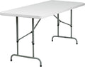 Flash Furniture Kathryn 6' Rectangular Adjustable Plastic Folding Event Table, Folding Portable Banquet Table for Indoor/Outdoor Events, White