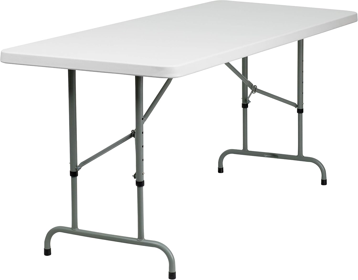Flash Furniture Kathryn 6' Rectangular Adjustable Plastic Folding Event Table, Folding Portable Banquet Table for Indoor/Outdoor Events, White
