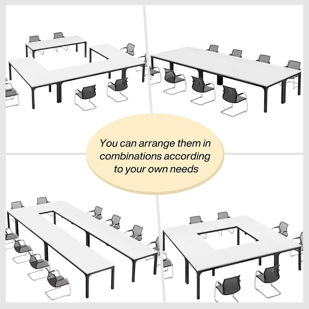 Tribesigns 6.5FT Conference Table, 78.7-Inch Rectangle Meeting Seminar Table, Large Business Tables for 6-8 People (Only Table) (White+Black)
