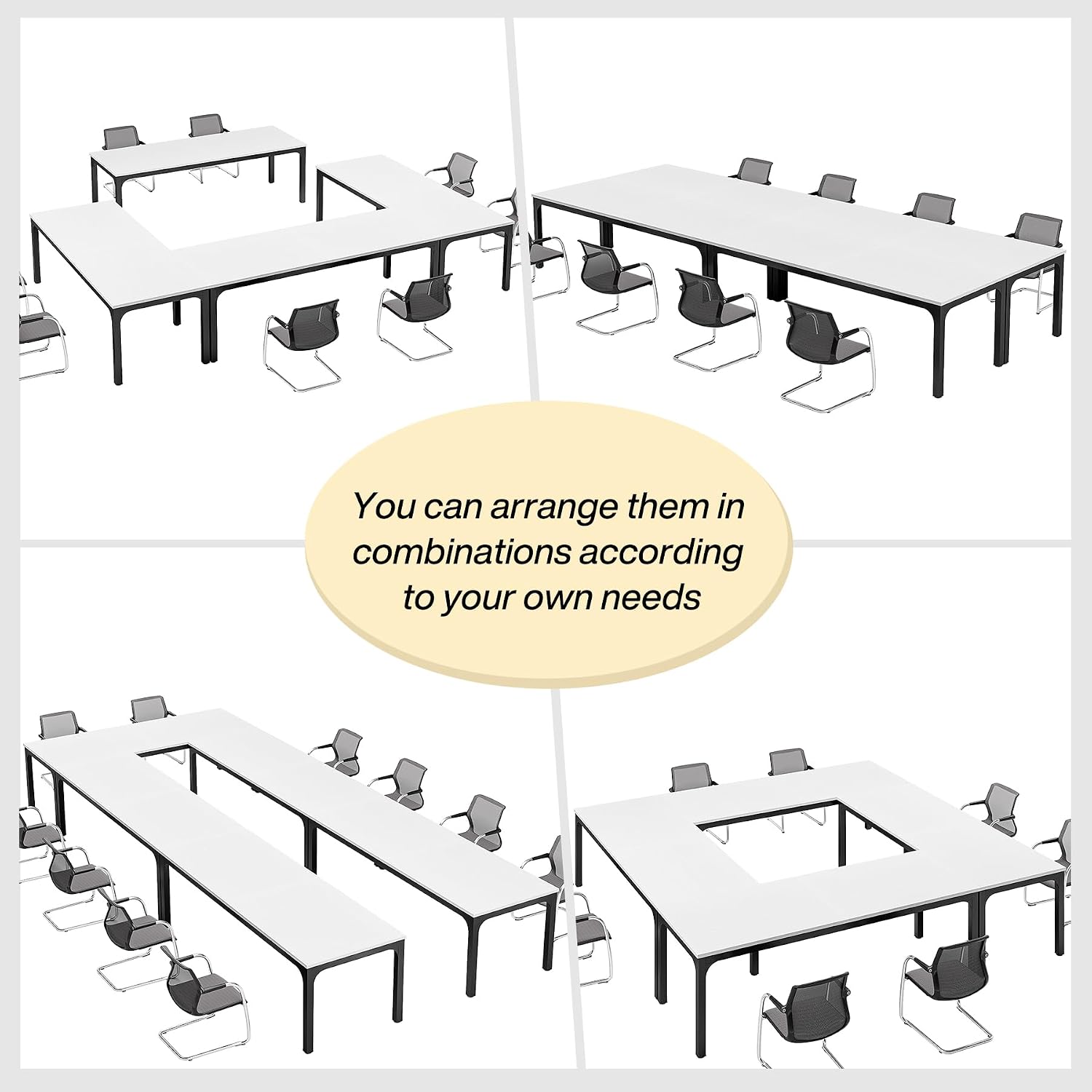 Tribesigns 6.5FT Conference Table, 78.7-Inch Rectangle Meeting Seminar Table, Large Business Tables for 6-8 People (Only Table) (White+Black)