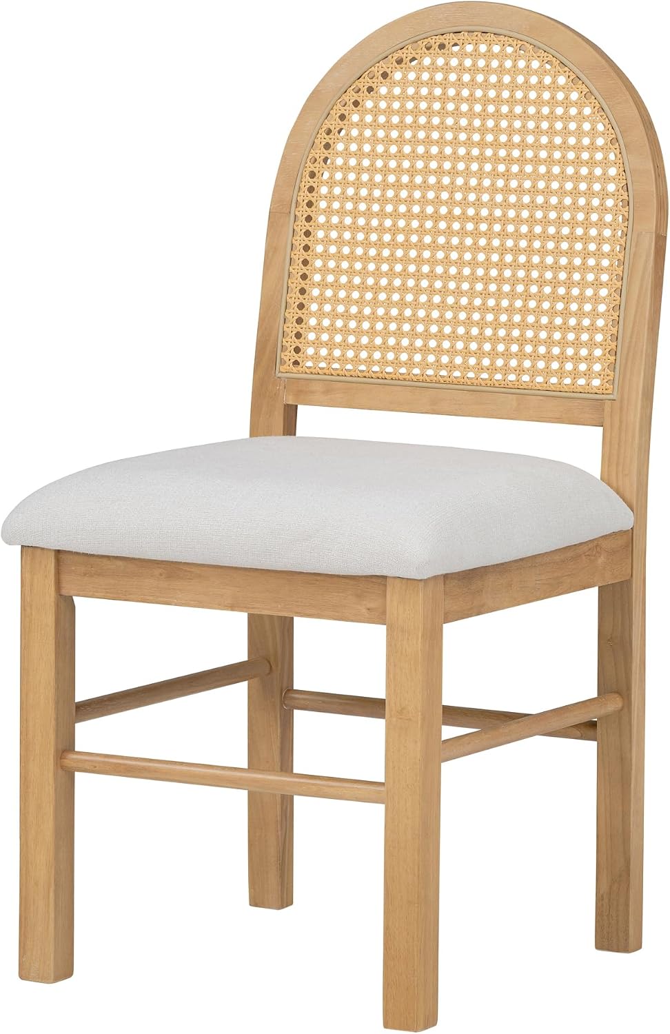 Merax Extendable Round Dining Table Set for 4, Wooden Construction with Upholstered Chairs with Rattan Backrests, Retro Style for Kitchen, Indoor Use, Natural