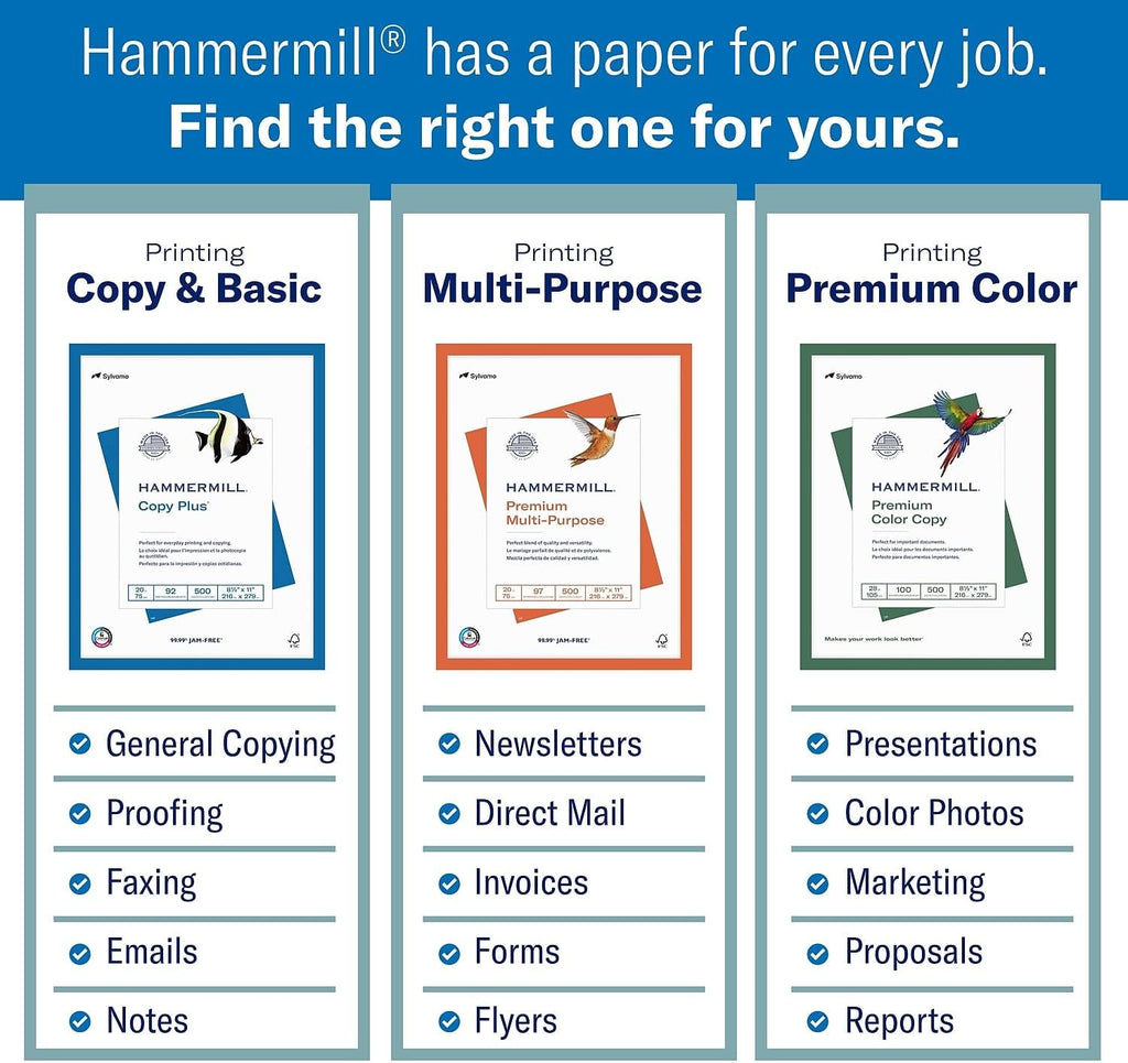 Hammermill Printer Paper, Premium Color 28 lb Copy Paper, 11 x 17-4 Ream (2,000 Sheets) - 100 Bright, Made in the USA, 102541C