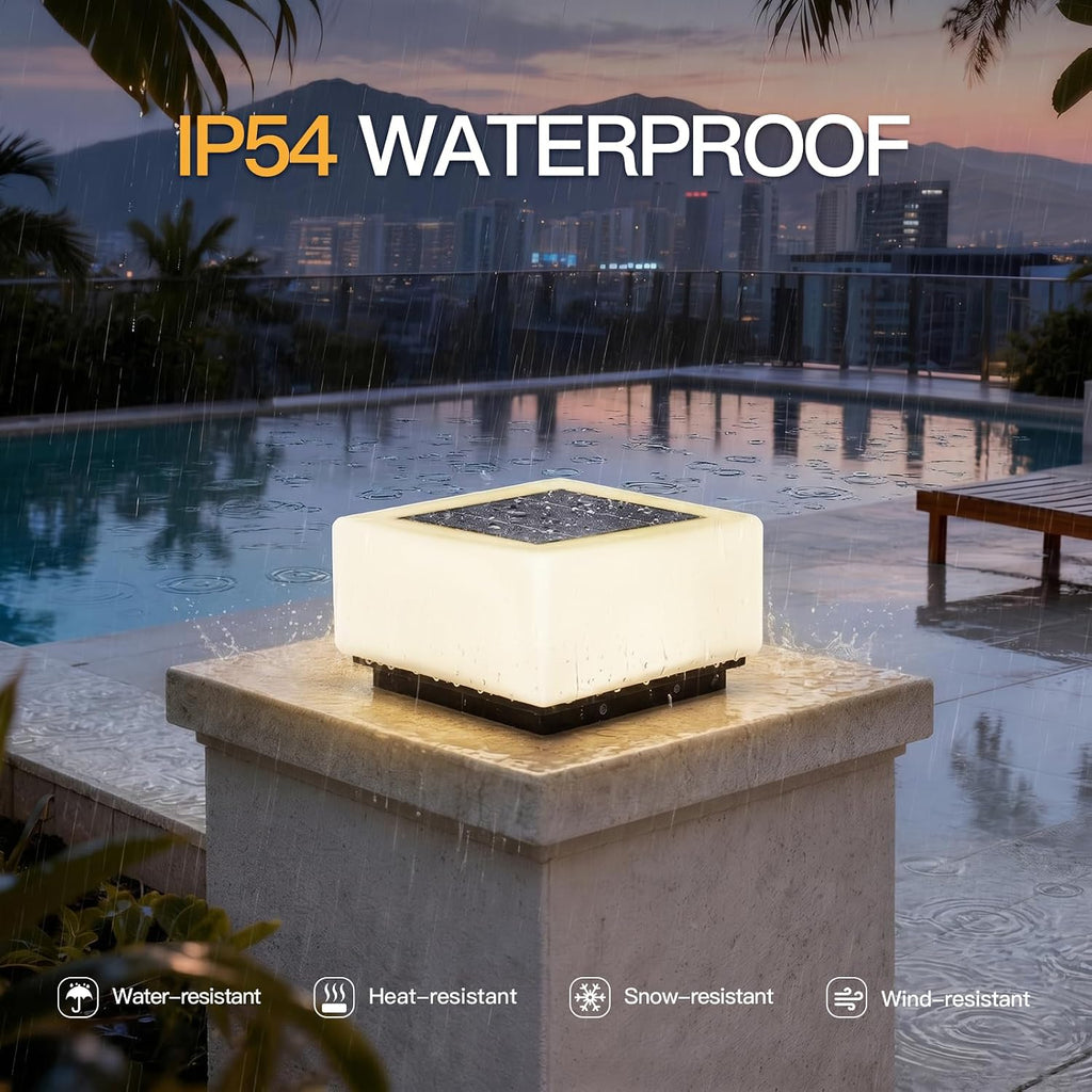 MVBT Solar Post Lights, 9.8' Pillar Light Outdoor, IP54 Waterproof Column Lights, 3000K LED E26 Bulb Modern Column Lamp Outside, Dusk to Dawn Pillar Lighting for Patio Garden Yard Gate Deck Backyard