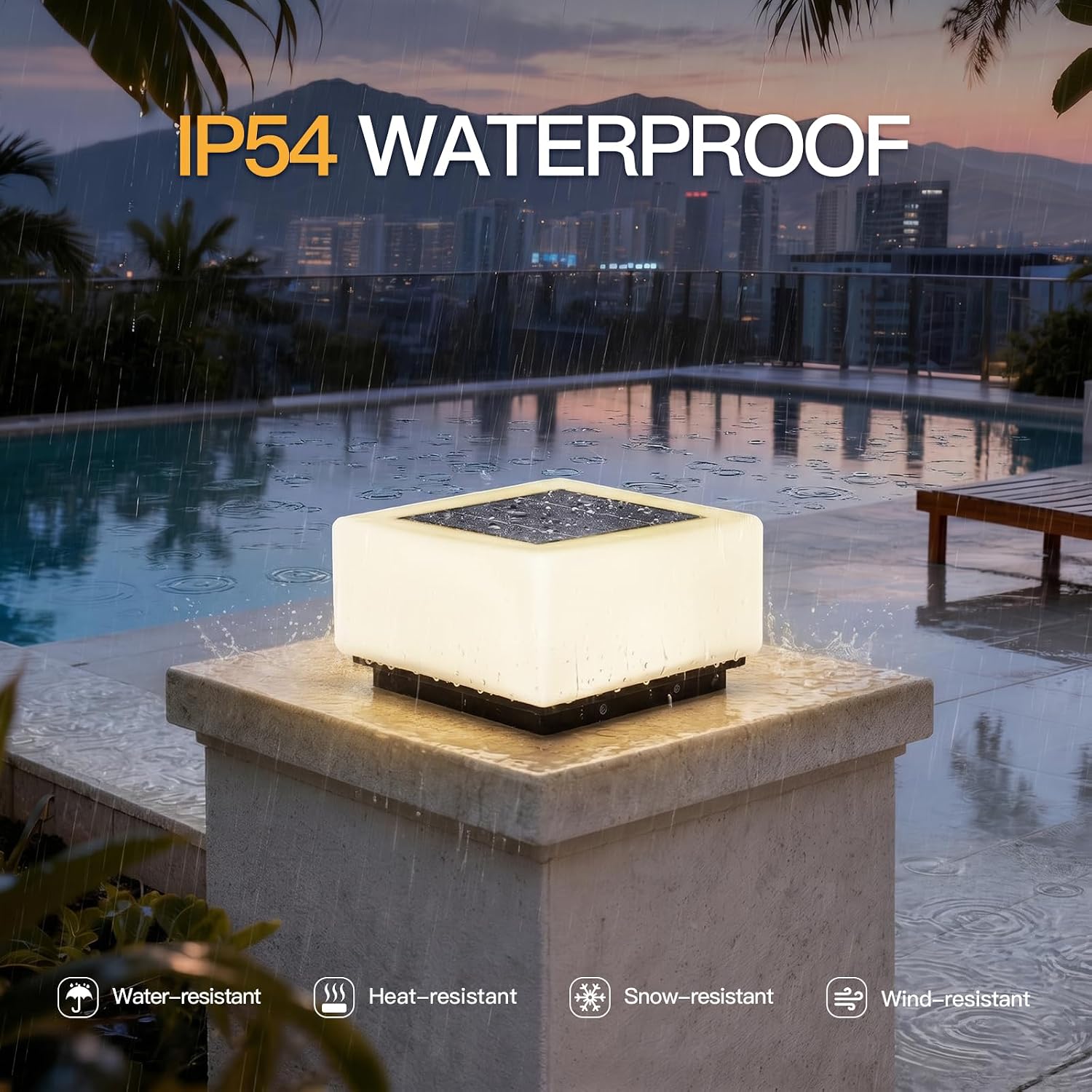 MVBT Solar Post Lights, 9.8' Pillar Light Outdoor, IP54 Waterproof Column Lights, 3000K LED E26 Bulb Modern Column Lamp Outside, Dusk to Dawn Pillar Lighting for Patio Garden Yard Gate Deck Backyard
