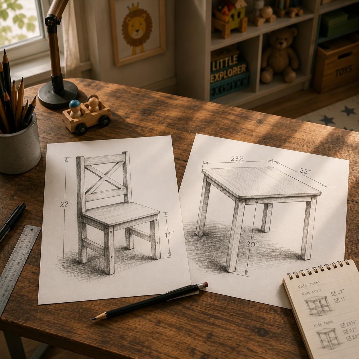 PETIT BATEAU Solid Wood Kids Table and 2 Chairs Set,Montessori Modern AMMEHOELA Irish Designer for 2-8 Years Toddler,SereneWhite Gift
