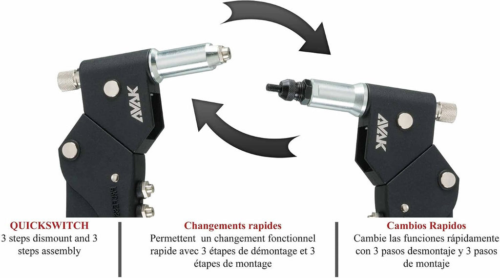 AVAK SH360 N -360° Swivel Head 1/4' Rivet Nut Setter (Standards UNC)