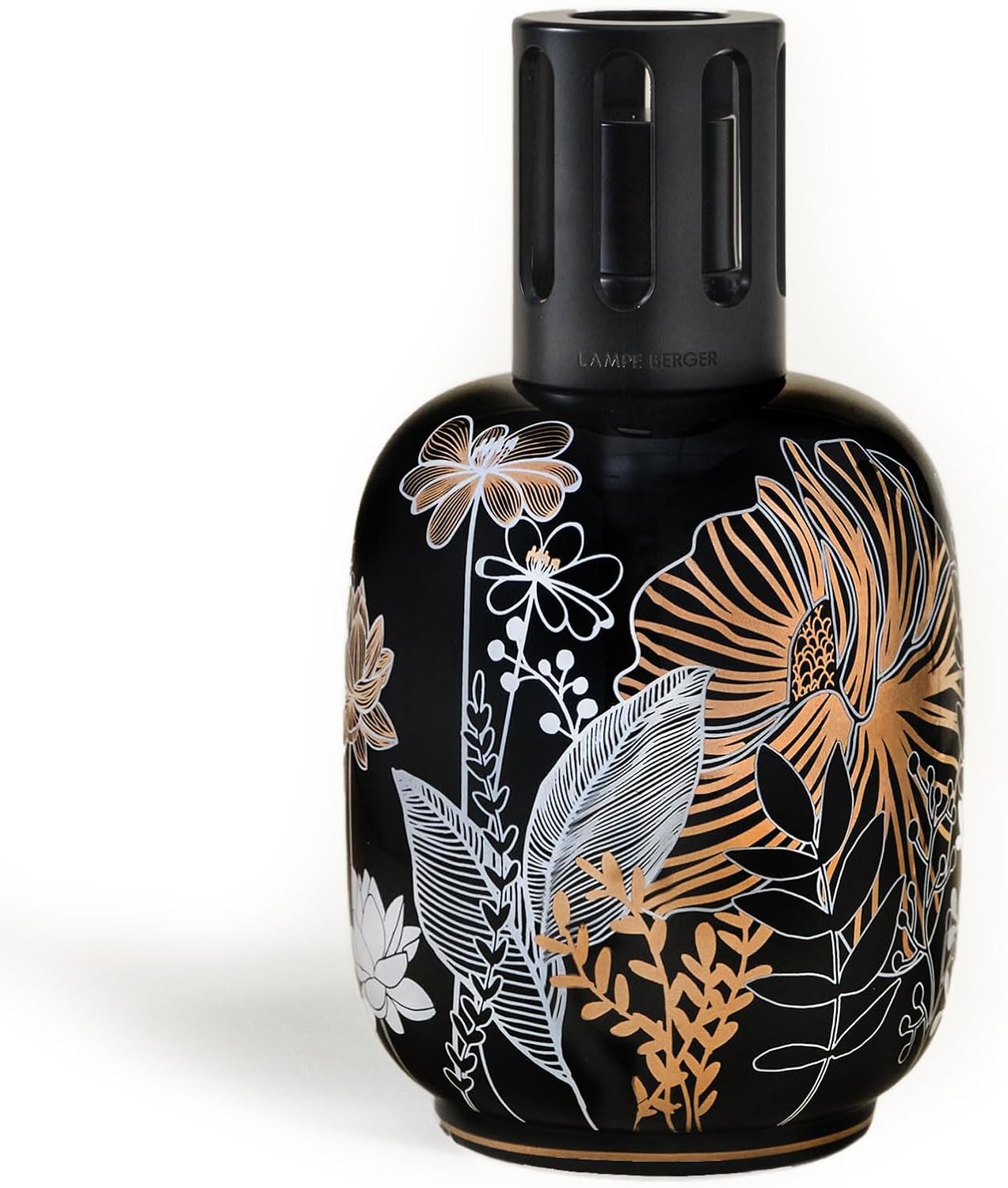 MAISON BERGER Porcelain Fragrance Lamp – Model Black Vegetale - Home Diffuser & Air Purifier 6.3 x 3.6 x 3.6 inches – French-Made Since 1898 – Gift Set w/Cotton Wick, Snuffer, Funnel – No Oil Included