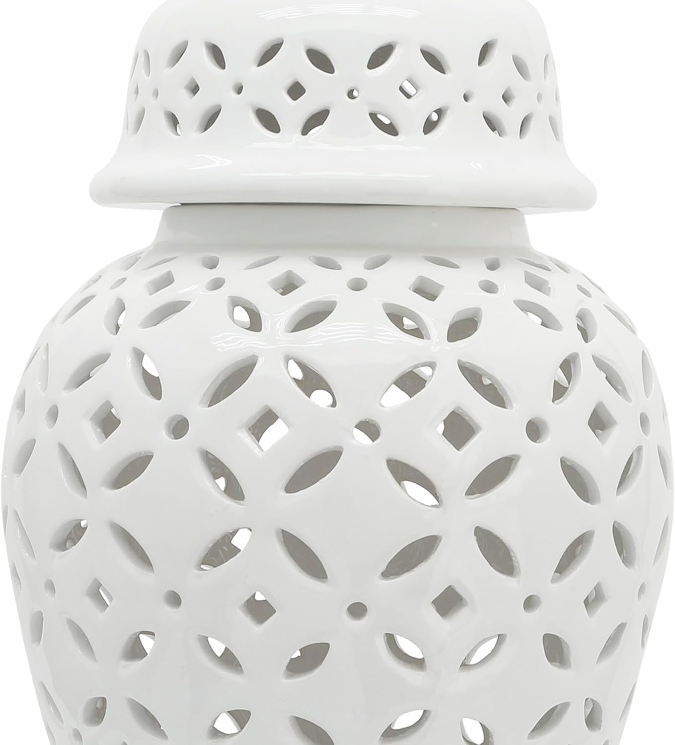 Elegant Pattern Ceramic Vase for Living Room and Home Decor - Chinoiserie House Accent for Dining Room Table Decor - Decorative Flower Vase for Room, Bedroom, or Office Display - 24', White