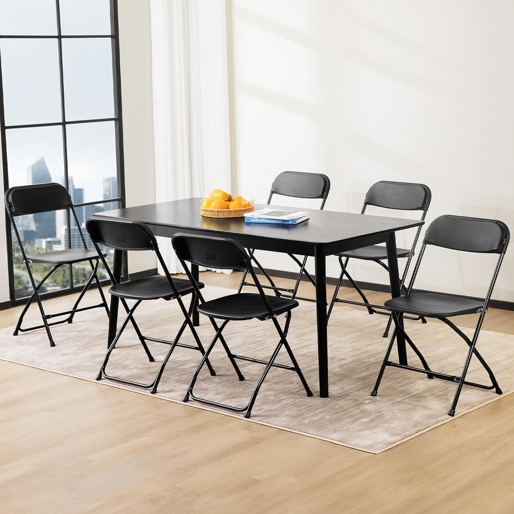 DUMOS Folding Chairs Sets of 8, 330lbs Plastic Stackable Portable Patio Dining Sets, Fold Up for Indoor Outdoor, Camping, Garden, Party, Meeting (Black)