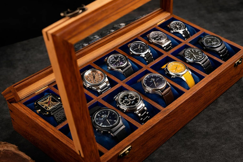 Royal Craft Expertise Wooden Watch boxes,Wooden Watch Box Case Organizer for Men, Watch Display Case，All Solid Wood12 Slots, Watch Box For 12 Watches, Key Model, Original Indian Long Lasting Wood