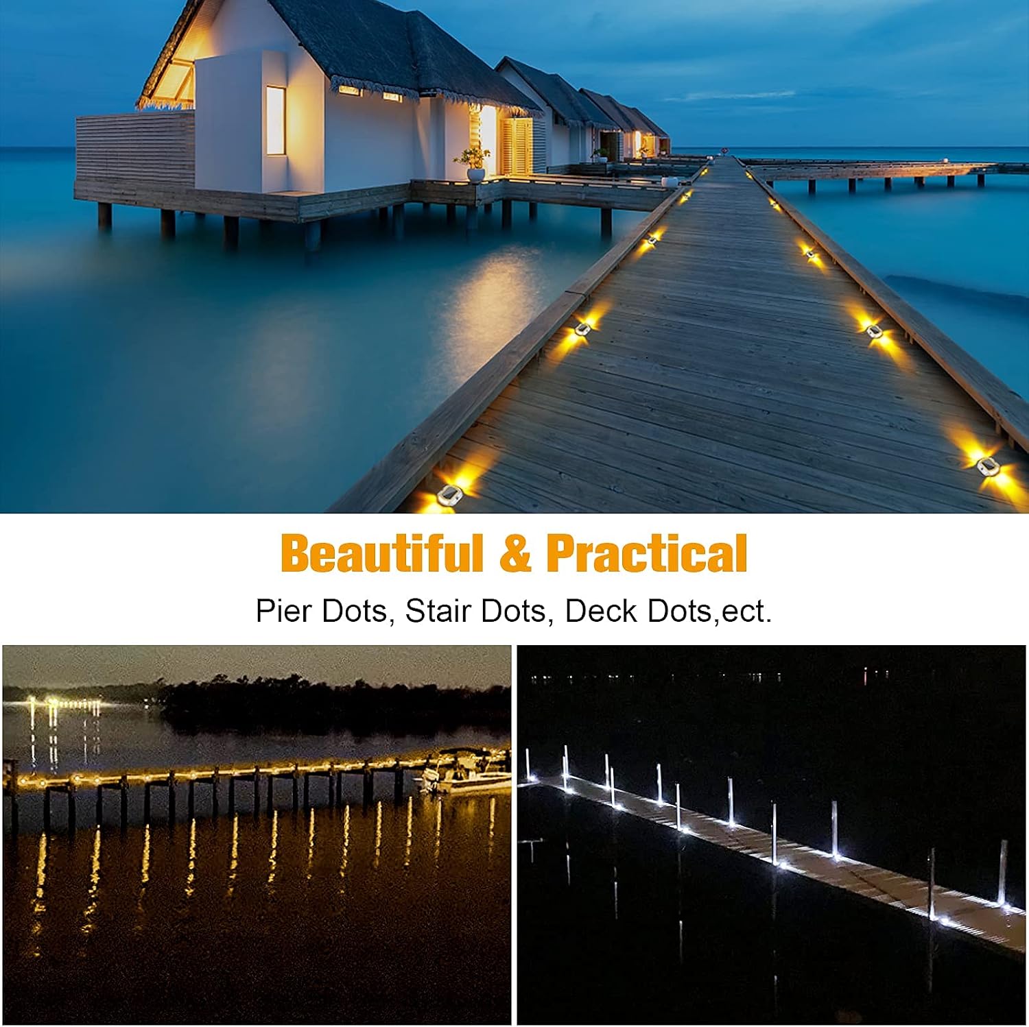 VOLISUN 24 Pack, Solar Driveway Dock Deck Lights