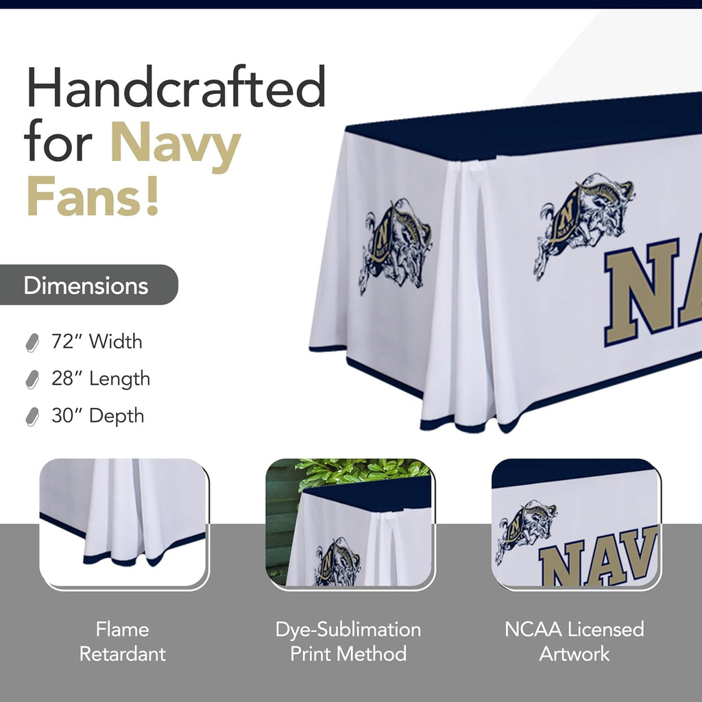 Victory Corps Navy Midshipmen College Sports Printed Table Throw - NCAA Licensed - Polyester - School Tablecloth (6' Draped) (Navy Blue)