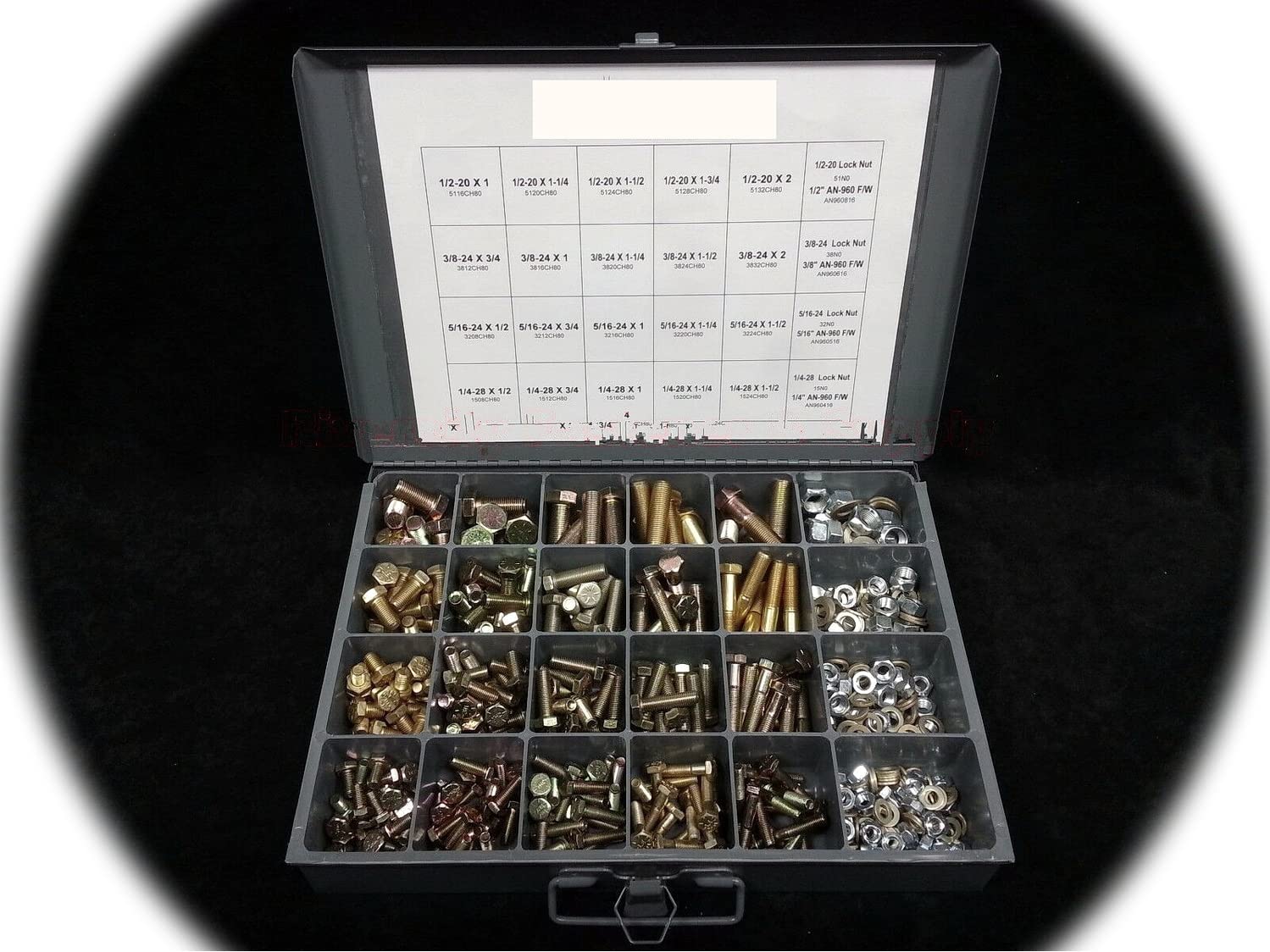 Grade 8 Bolt, AN960- Washer & All Metal Lock Nut Assortment Fine Thread Race Car Hardware Fastener Kit Set RV9205S