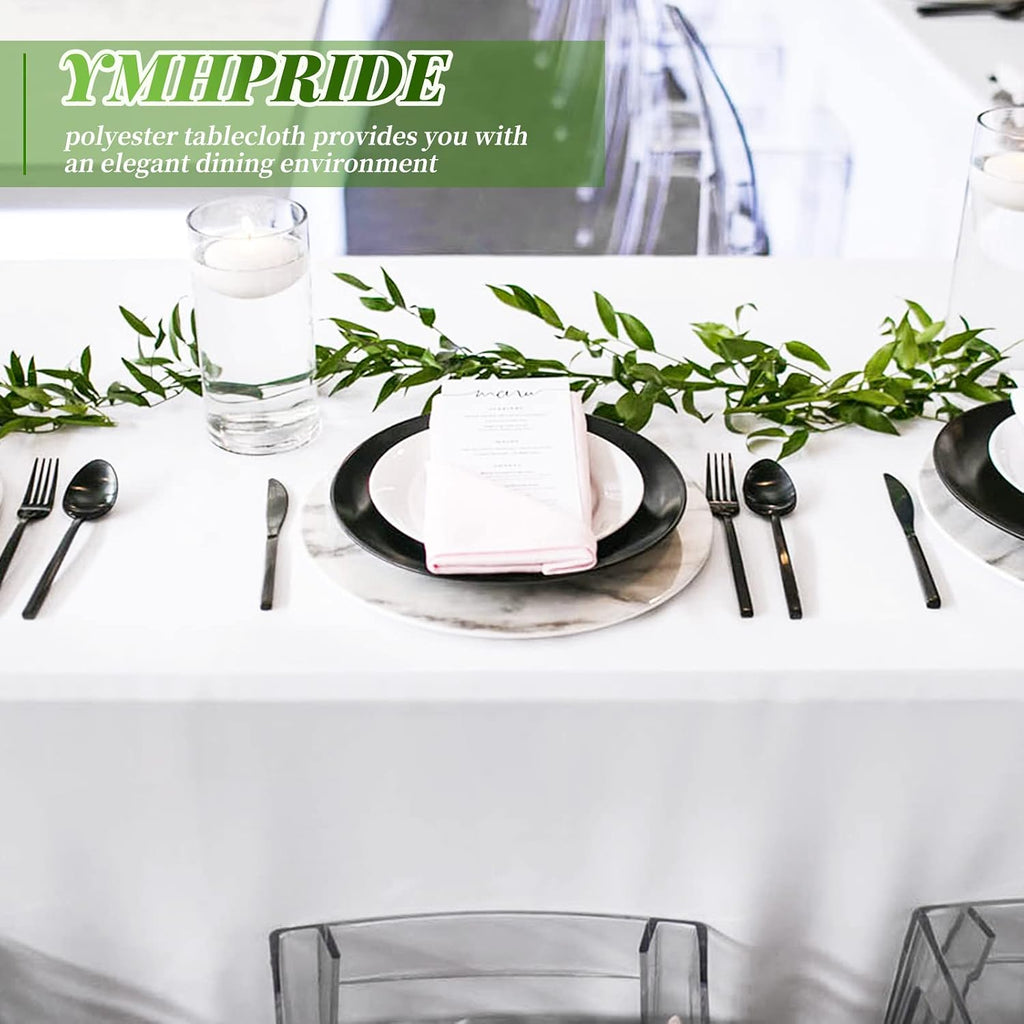 12 Pack White Tablecloths for Rectangle Tables Stain and Wrinkle Resistant Washable Polyester Tablecloth 90 x 156 Inch White Table Cloth Rectangle Table 8 Foot Rectangle Table Cloth for Wedding Party