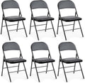 DUMOS 6 Pack Leather Padded Folding Chair, Indoor Outdoor Portable Stackable Commercial Seat with Steel Frame, Capacity for Home, Office, Party, Comfy, Black