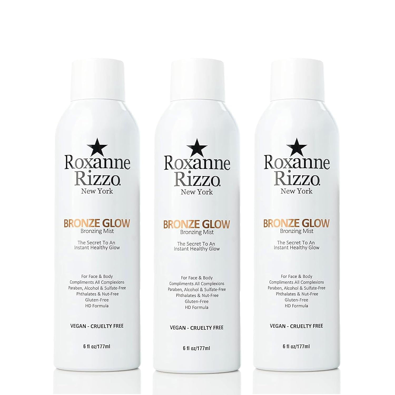 Bronze Glow – Instant bronzer Spray Mist for Face and Body – Hydrating Tanning Mist – Blends into All Skin Tones – Celebrity Favorite Spray – 6 oz, Pack of 3