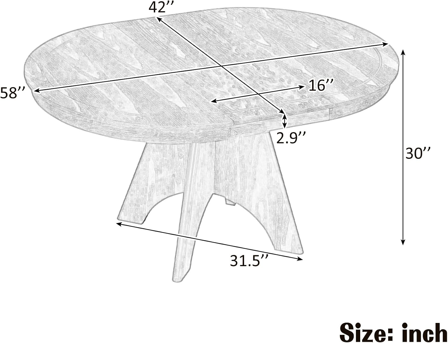 LUMISOL 42'-58' Extendable Round Dining Table for 4-6, Farmhouse Kitchen Table with Distressed Finish and Sturdy Crossed Legs, Wood Dinner Tables for Kitchen, Dining Room, Espresso