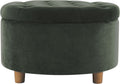 HomePop Home Decor | Large Button Tufted Velvet Round Storage Ottoman | Ottoman with Storage for Living Room & Bedroom, Loden Green Velvet, 28'
