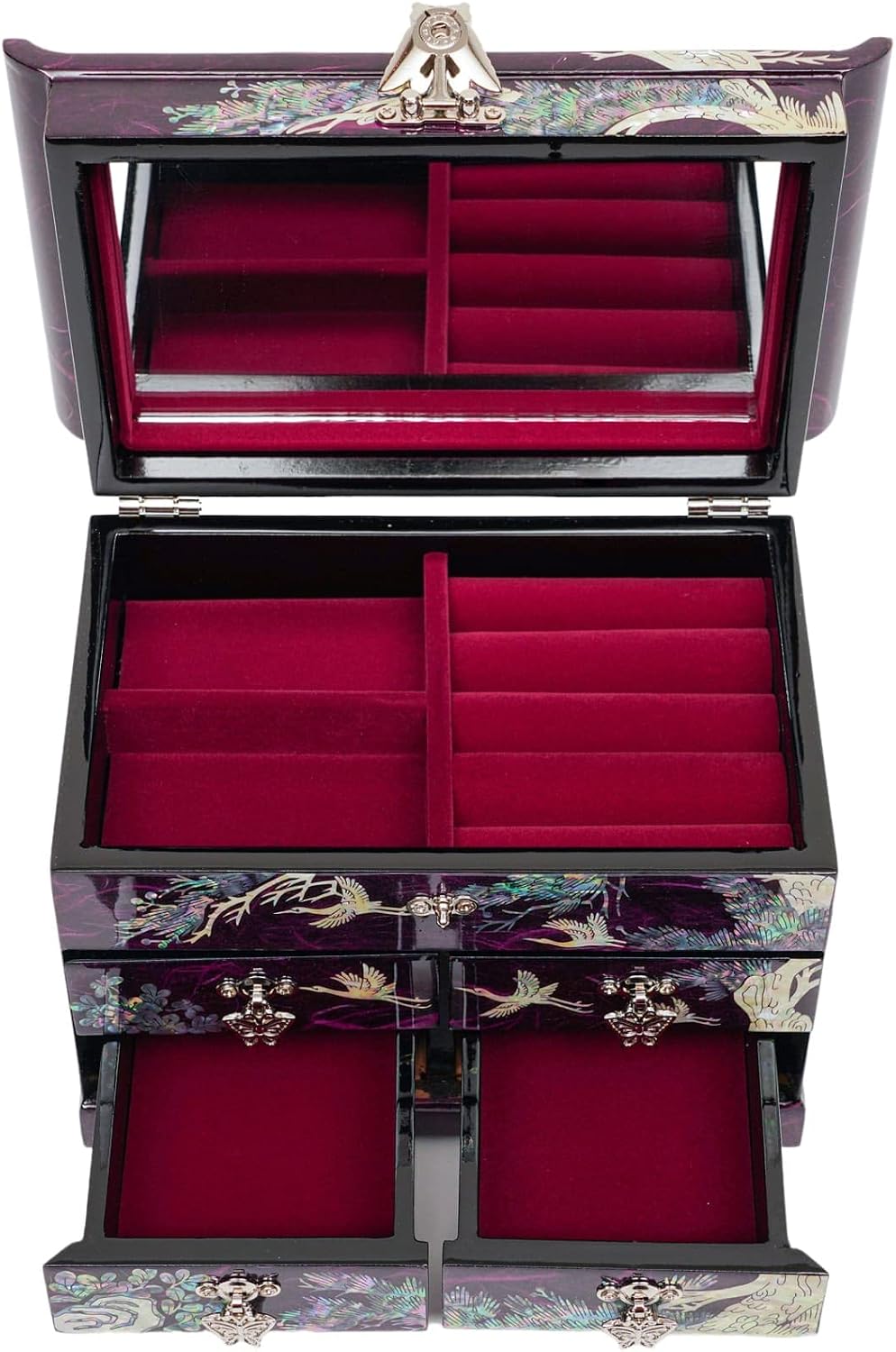 February Mountain Mother of Pearl Handcrafted Mother-of-Pearl Jewelry Box with Traditional Korean Design Mother's day Graduation Birthday Gifts for Women