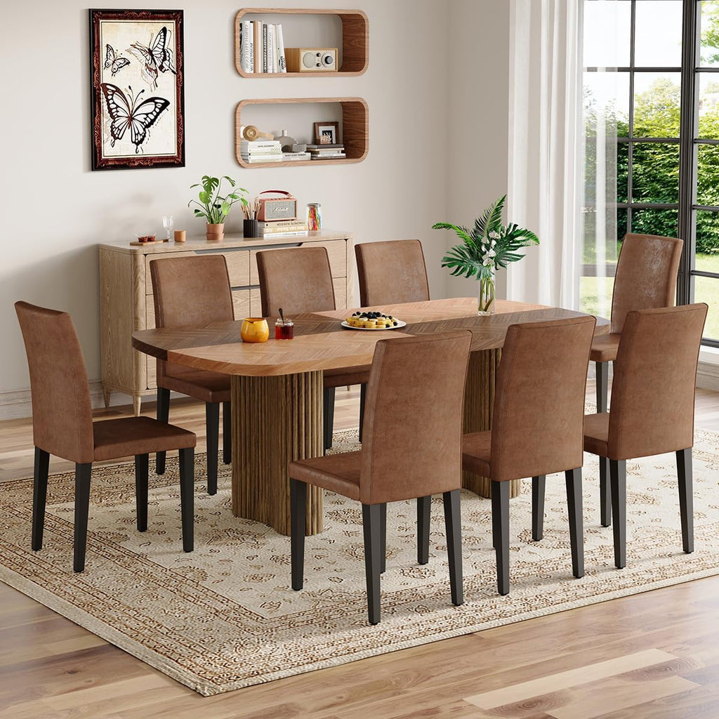 Dining Table Set for 8 - Large 78.7' Rectangular Kitchen Table Set for 8 with Cushioned Chairs,Modern Mid-Century Wood Dining Room Table for 8 Ideal for Kitchen & Gatherings