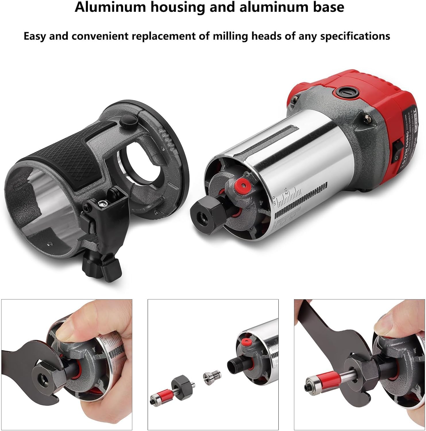 Brushless Router Trimmer, Electric Hand Palm Router, with 15Pcs Router Bits, Maximum Speed 13000-33000rpm, Fine Depth Adjustment, for Woodworking, Slotting