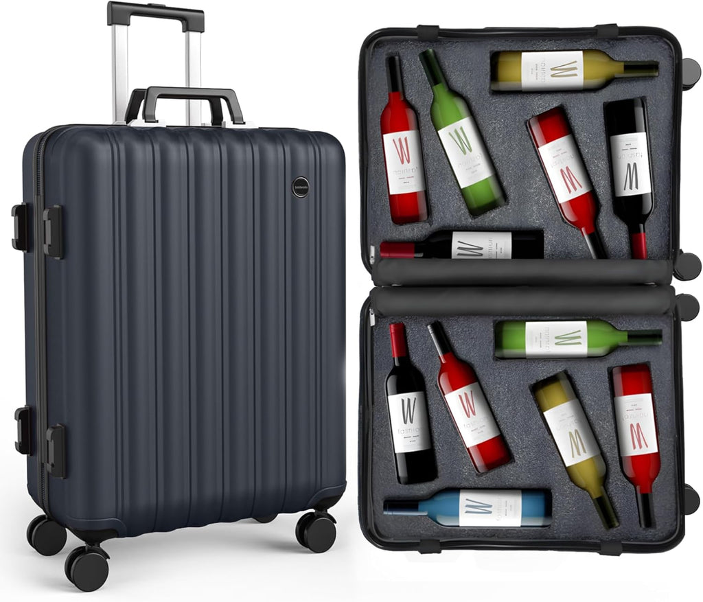 boldworks Wine Suitcase for Airplanes 12 Bottle Wine Luggage for Airplane Travel with TSA Approved Lock and Removable Insert to Carry Liquor Black Color Case