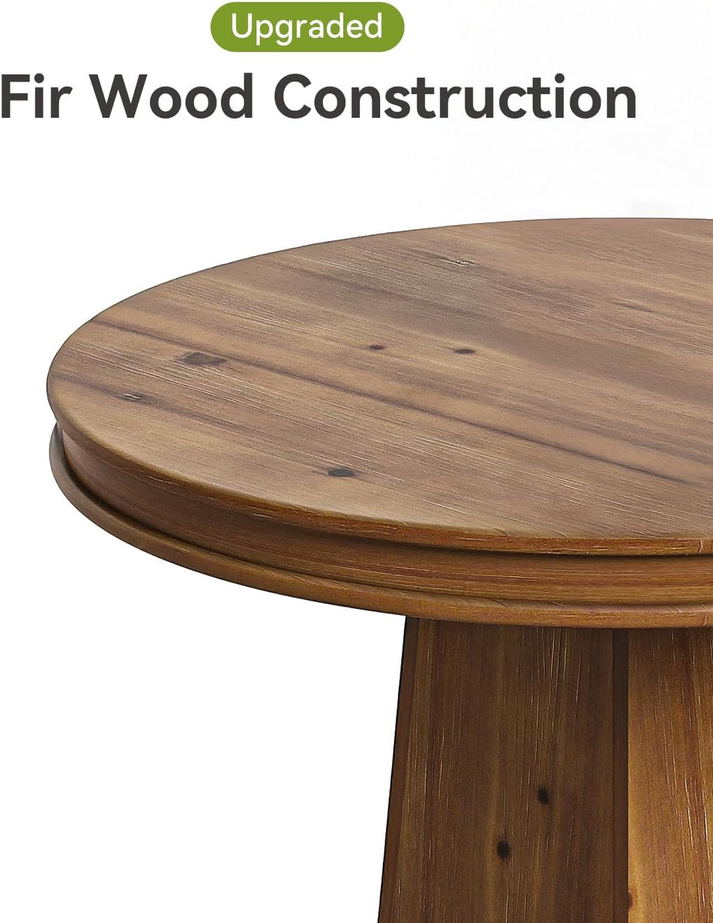 LITTLE TREE Solid Wood Round Dining Table, 31.5' Small Kitchen Table for 2, Modern Farmhouse Dinner Table for Dining Room, Kitchen, Living Room, Artistic Geometric Base, Table Only (Rustic Brown) 2PCS