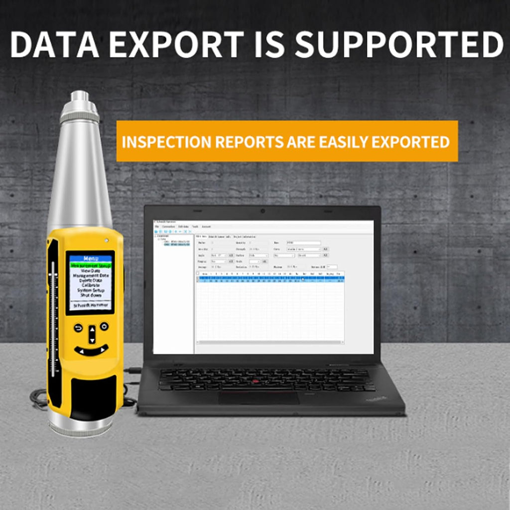 Portable Concrete Hammer Tester, Resiliometer Hammer with Digital Display Color Screen, Voice Broadcasting, Test Scope of 10-60Mpa, for Concrete Measurement in Buildings Inspections