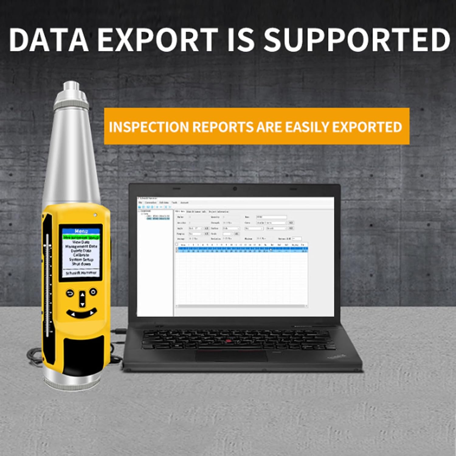 Portable Concrete Hammer Tester, Resiliometer Hammer with Digital Display Color Screen, Voice Broadcasting, Test Scope of 10-60Mpa, for Concrete Measurement in Buildings Inspections