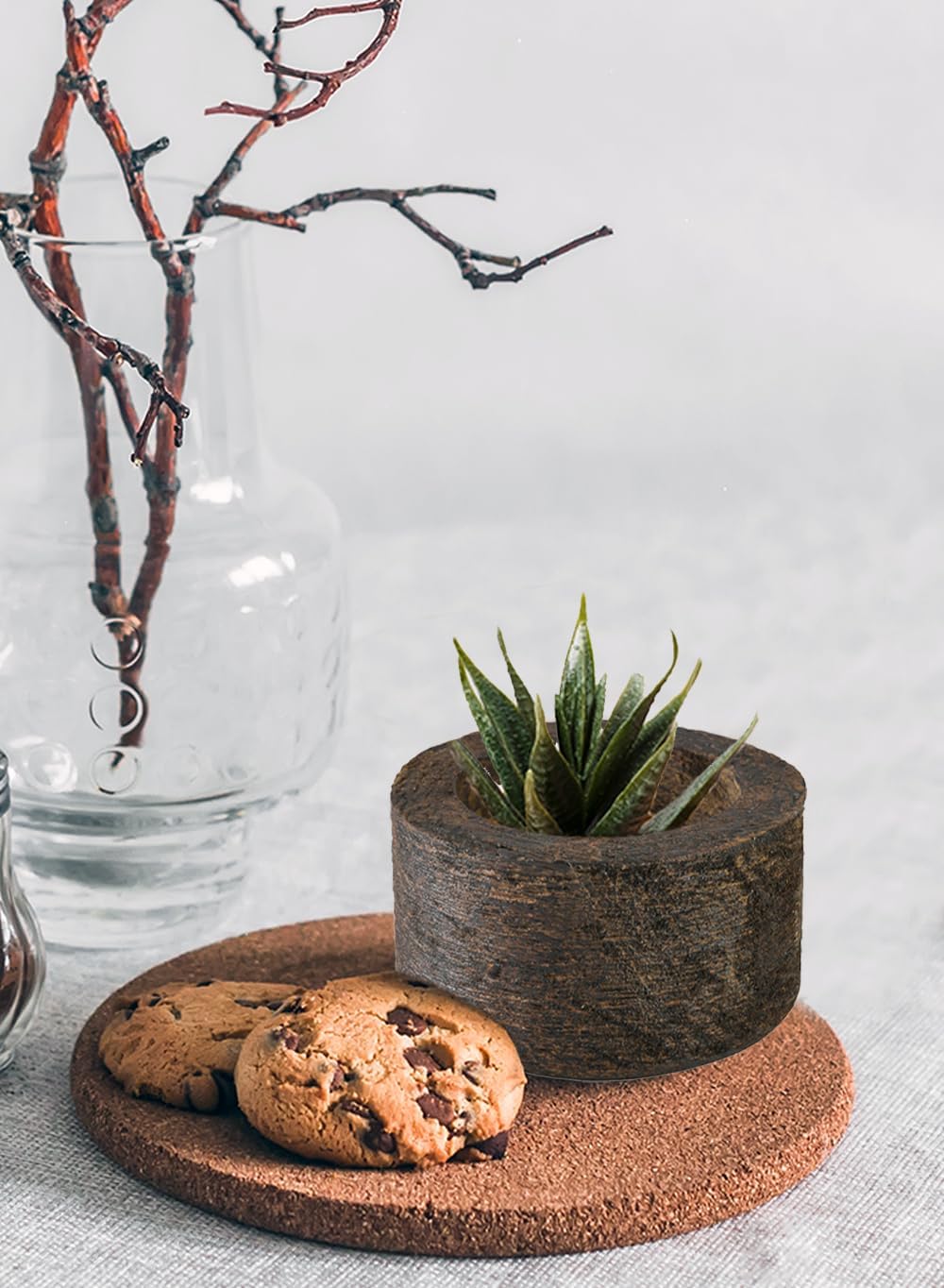 Serene Spaces Living Dark Wood Plant Pot (Set of 12) - 2.8' x 4.5' - Stylish Indoor Wooden Pots Perfect for Small Plants, Succulents, and Home Decor Accents, Food Safe