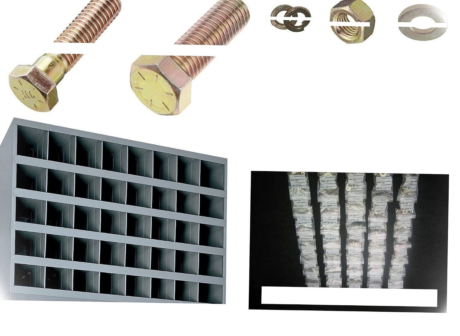 Grade 8 Bolt NUT & Flat & Lock Washer Assortment KIT 1496 PC & 40 Hole Bolt BIN Multi-Purpose Comprehensive Hardware Fastener Assortment Kit Cit00452Riv