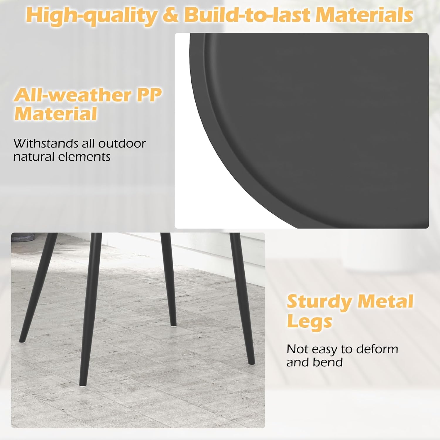 Tangkula 3 Piece Patio Bistro Set, All Weather Heavy Duty Table and Chairs Set of 2 with Widen Seats, Outdoor Furniture Set for Porch, Balcony, Backyard (Black)