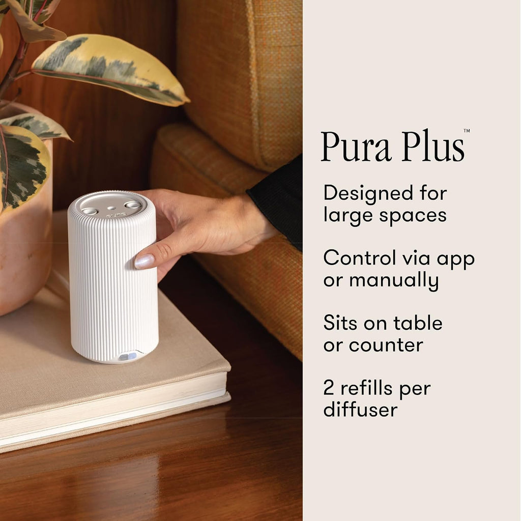 Capri Blue Pura Plus Smart Home Fragrance Diffuser Kit - Includes 1 Tabletop Pura Diffuser and 2 Volcano Refills - Notes of Tropical Fruits & Sugared Citrus