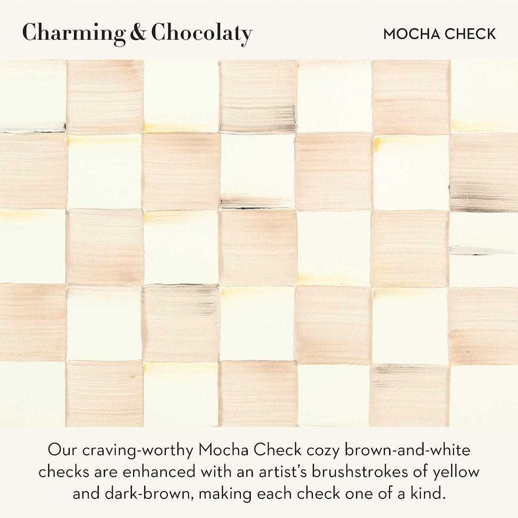 MACKENZIE-CHILDS Tall Enamel Checkered Vase, Unique Flower Vase, Brown-and-White Mocha Check, Steel, 6' L x 6' W x 12' H