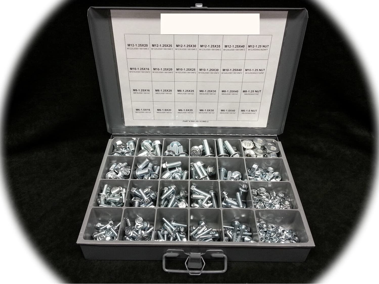 Metric J.I.S. Flange Nut & Bolt/Screw Assortment Kit M6, M8, M10 & M12 380 pcs Hardware Fastener Kit Set RV9141S