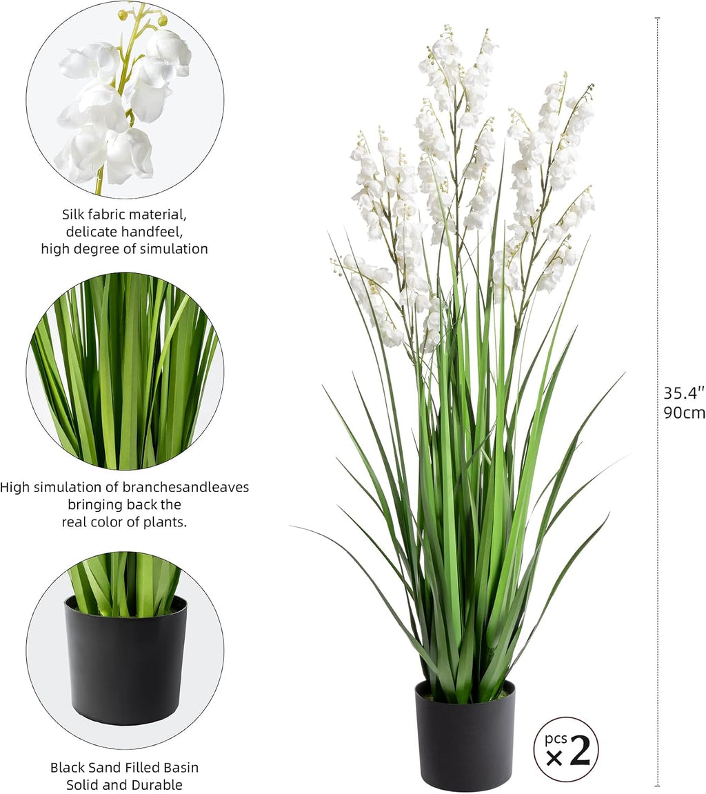 Fake Plants Home Decor Fake Flowers Artificial Plants Outdoor Tall Grass Plant Artificial Pampas Grass Decor Artificial Plants Indoor Fake Grass Living Room Decor Artificial Grass 36'2PCS White