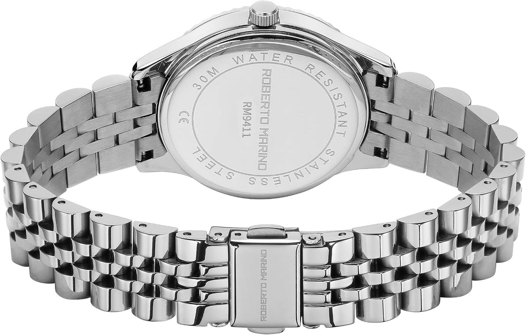 Roberto Marino Men's Luxury Watch – Gold Stainless Steel, Japanese Quartz, Blue Dial, 3 ATM Water Resistant